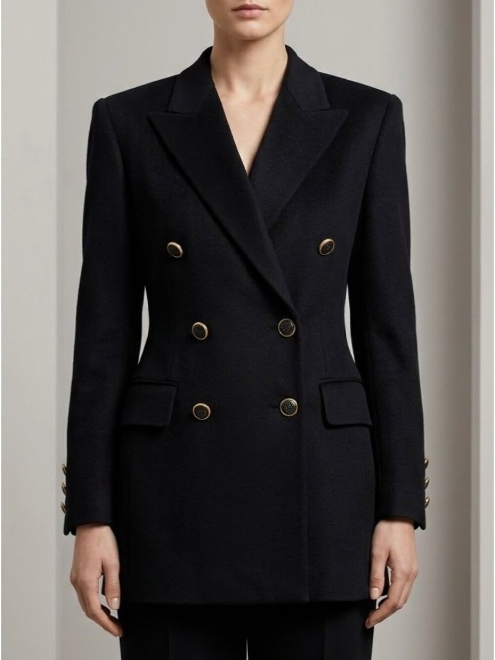 Vintage ESCADA Margaretha Ley Luxury Cashmere Black Blazer Jacket S 4